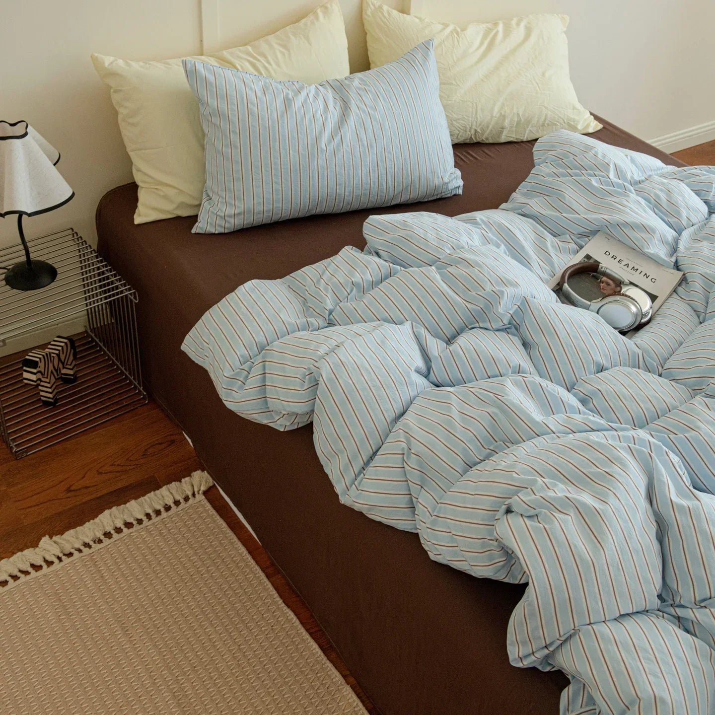 Vintage Style Plaid Bedding Sets 2025 New Soft Bed Sheet Set Woman Duvet Cover For Girls With Pillow Covers Quilt Cover