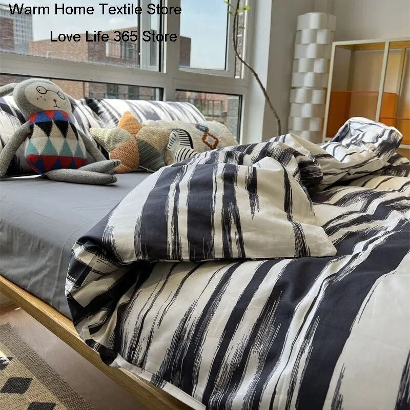 Euro Nordic Blue Solid Home Bedding Set Simple Soft Duvet Cover Set With Sheet Comforter Covers Pillowcases Bed Linen