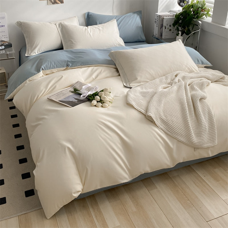 Solid Color Home Textile Quilt 100% Cotton Fashion White Bedding Set Soft Comfort Washed Cotton Duvet Cover Bed Sheet Pillowcase
