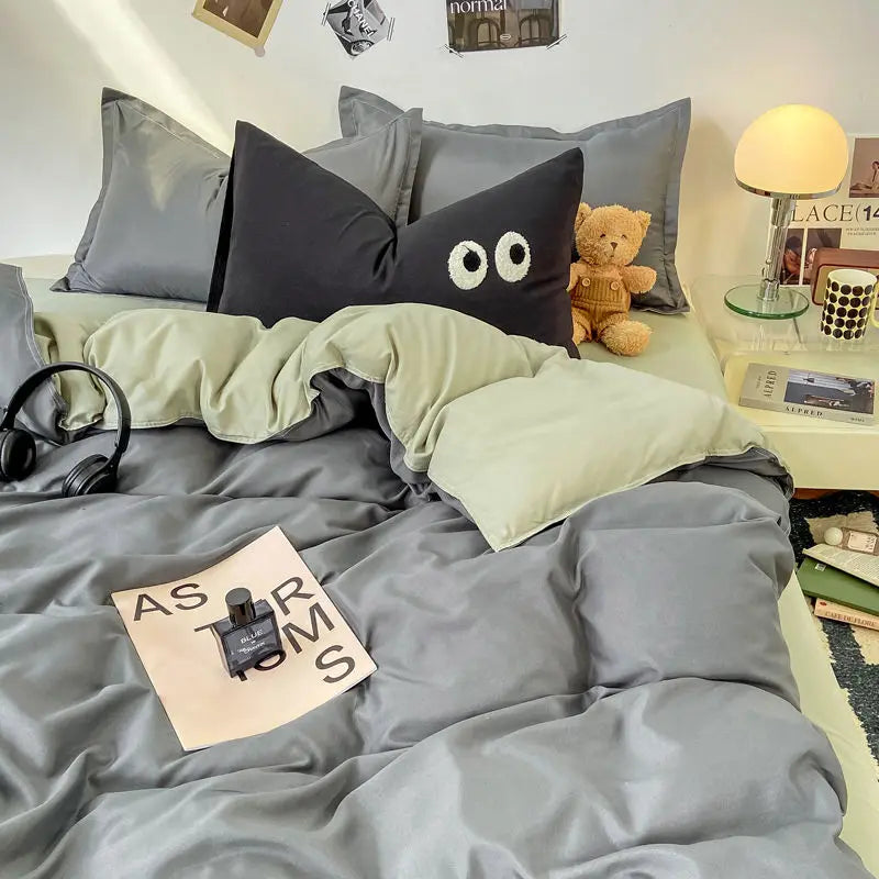 Purple Bedding Set Ins Nordic Solid Full Queen Size Duvet Cover Flat Sheet Pillowcase No Filler Girl Boys Hotel Home Bed Linens