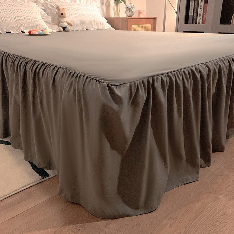 Ruffled Seersucker Duvet Cover Set 3/4pcs Soft Lightweight Down Alternative Grey Bedding Set with Bed Skirt and Pillowcases