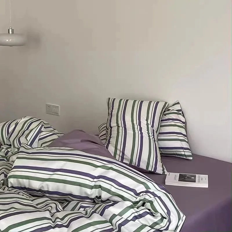 INS Pink Solid Color Bedding Set Girls Boys Single Double Size Flat Sheet Duvet Cover Pillowcase Bed Linens Home Textile