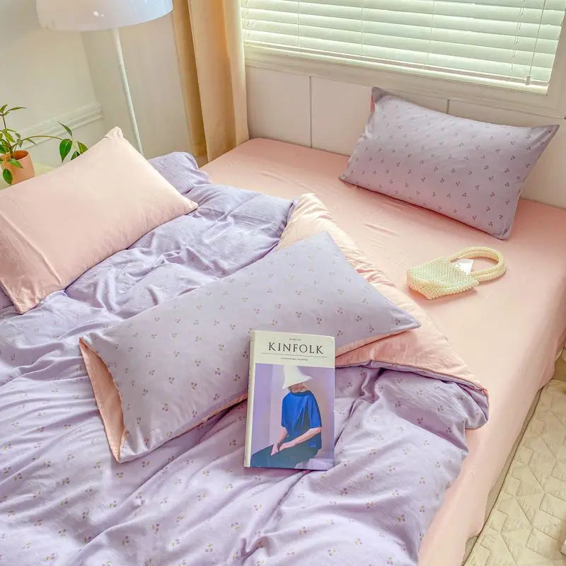 Romantic Tulip Pink Bedding Set Bed Flat Sheet Pillowcase Twin Full Queen Princess Style Bed Linen Kids Girls Floral Duvet Cover