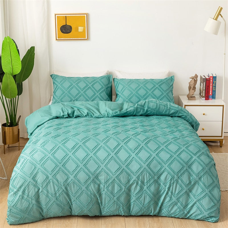 High Quality Geometric Cut Flowers Bedding Set Queen King Size Solid Home Duvet Cover Set Single Double Quilt Covers Pillowcases