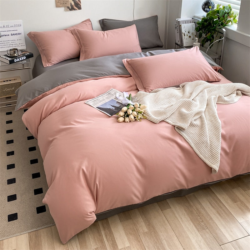Solid Color Home Textile Quilt 100% Cotton Fashion White Bedding Set Soft Comfort Washed Cotton Duvet Cover Bed Sheet Pillowcase
