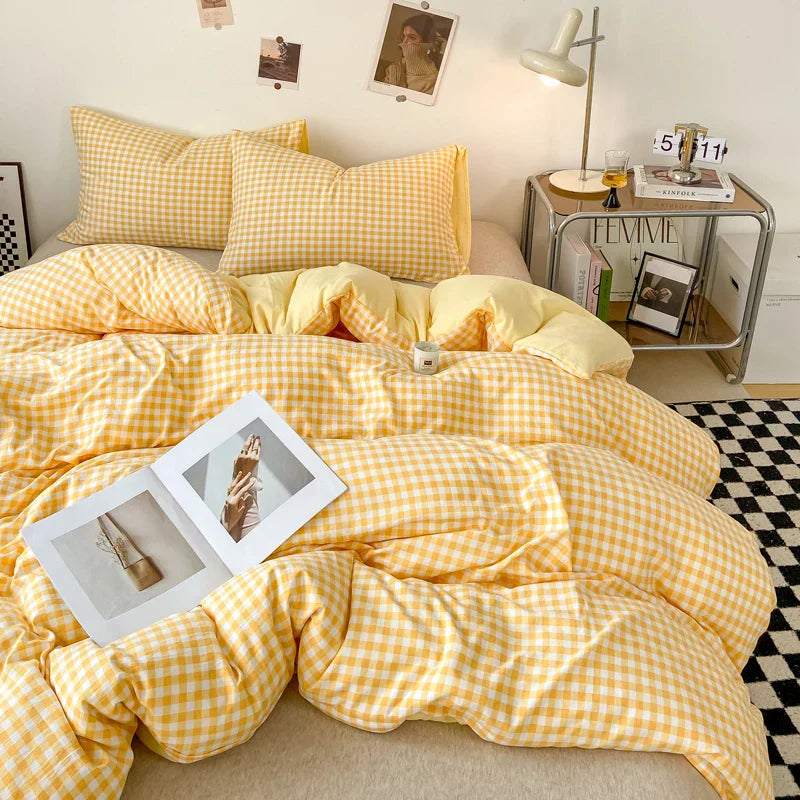 Skin-friendly Quilt Cover Plaid Style Duvet Covers Double Side Bed Cover постельное белье Home Comforter Covers(No Pillowcase)