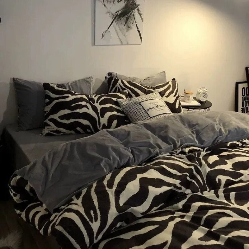 Euro Nordic Blue Solid Home Bedding Set Simple Soft Duvet Cover Set With Sheet Comforter Covers Pillowcases Bed Linen