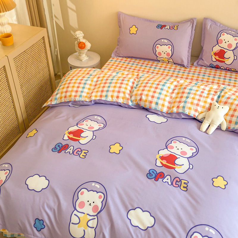 Spring Bedding Set Fashion Cartoon Kids Single Double Queen Size Flat Sheet Duvet Cover Pillowcase Bed Linens Home Textile
