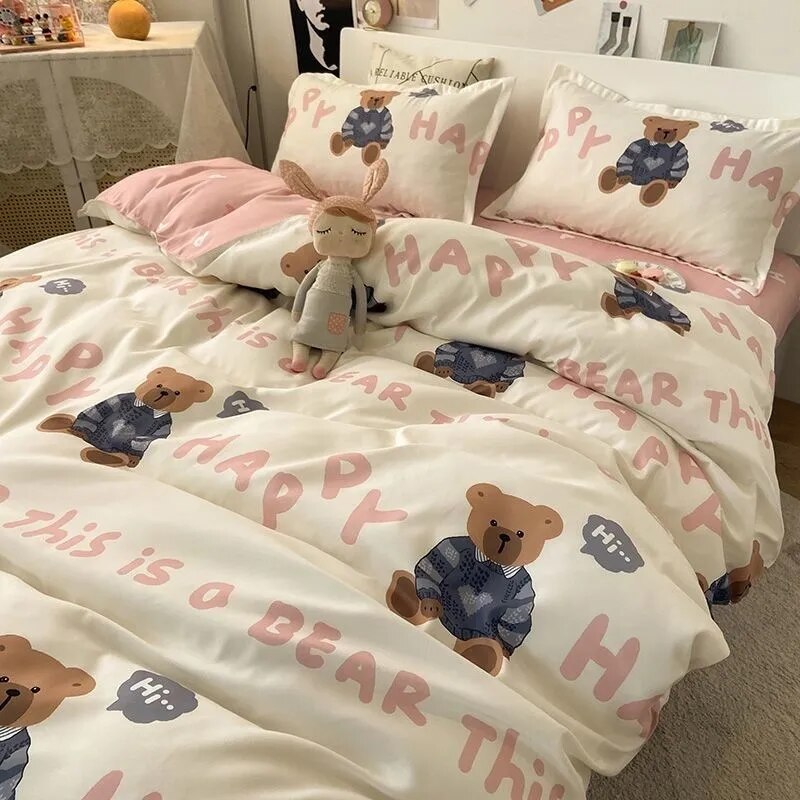 Euro Nordic Blue Solid Home Bedding Set Simple Soft Duvet Cover Set With Sheet Comforter Covers Pillowcases Bed Linen