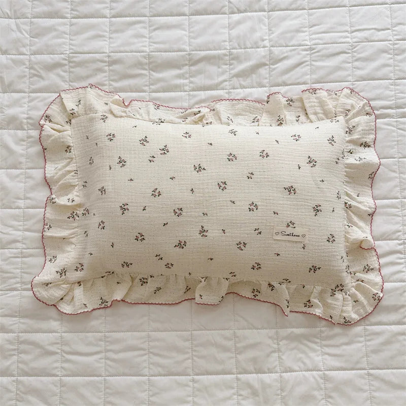 INS Ruffle Edge Gauze 100% Cotton Princess Pillow Case 30X50 48X74cm Breathable Pillowcase Decorative for Home Bedding Bedroom
