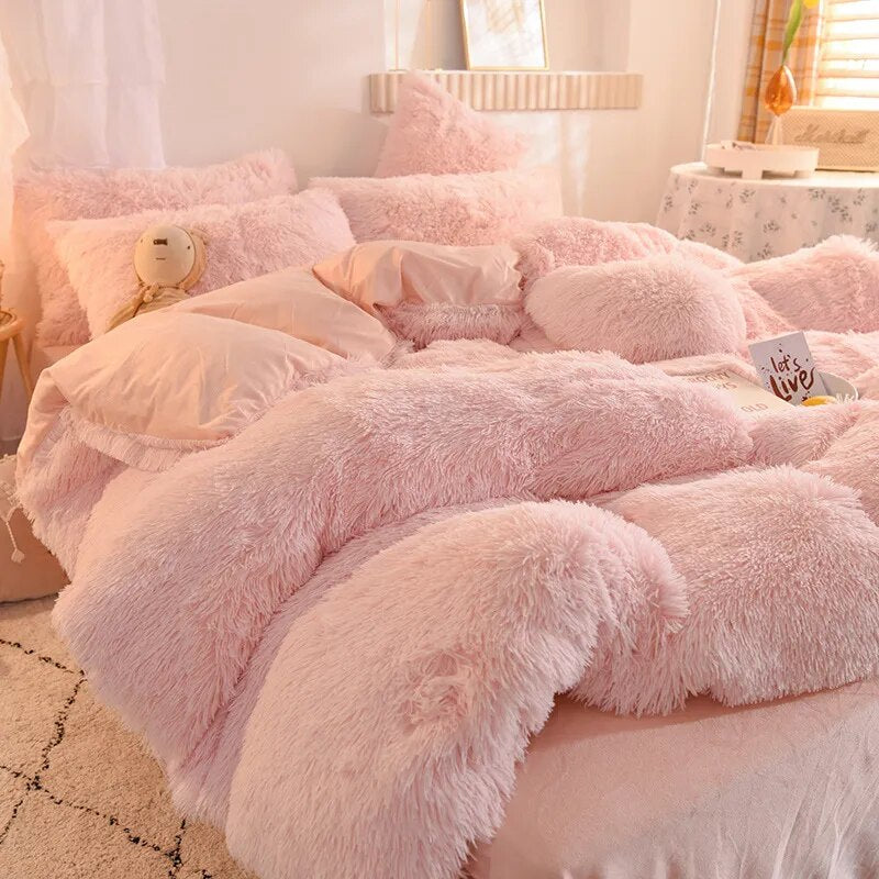 Warm Furry Duvet Cover Queen Soft Comfortable Long Plush Quilt Cover 220x240cm Warmth Blanket Comforers Covers Only Duvet Cover