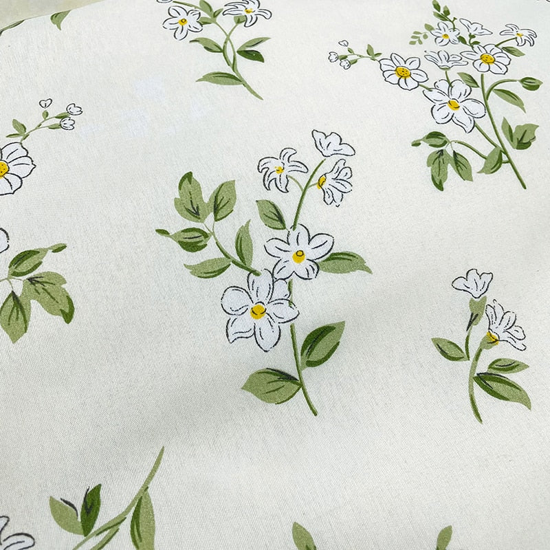 Soft Bedding Set Nordic  Washed Cotton Linen Duvet Cover  Plant Pattern Home Textile Queen King Cover Pillowcase Bed