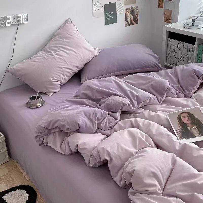 Nordic Princess Pink Bedding Set Girls Boys Single Double Size Flat Sheet Duvet Cover Pillowcase Bed Linens Home Textile