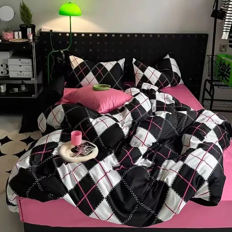 Pink Sweetheart Bedding Set Fashion Heart Single Double Queen Size Flat Sheet Duvet Cover Pillowcase Girl Gift Home Textile