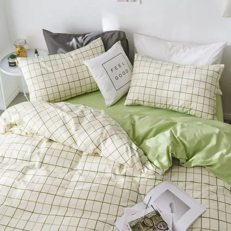 Red Cherry Plaid Duvet Cover Set with Sheet Pillowcase Soft Cover NoFilling Warm Bed Linen Twin Full Queen Size Home Bedding Set