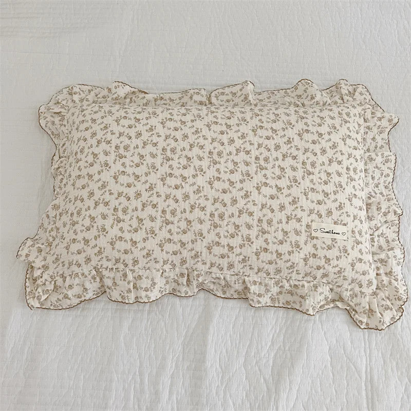 INS Ruffle Edge Gauze 100% Cotton Princess Pillow Case 30X50 48X74cm Breathable Pillowcase Decorative for Home Bedding Bedroom