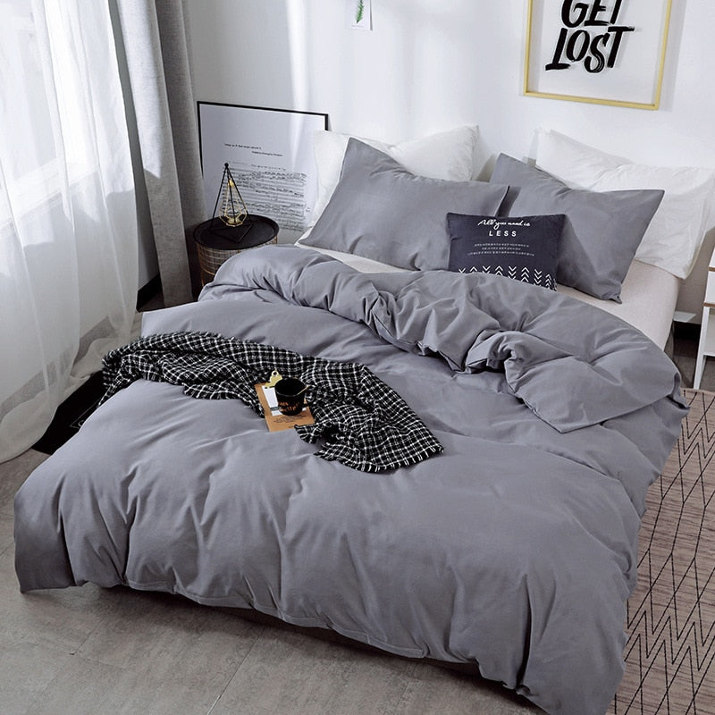 Solid Color Home King Queen Size Bedding Set Mirco Fiber Twin Full Duvet Cover Set Soft Skin Friendly Plain Quality Quilt Covers