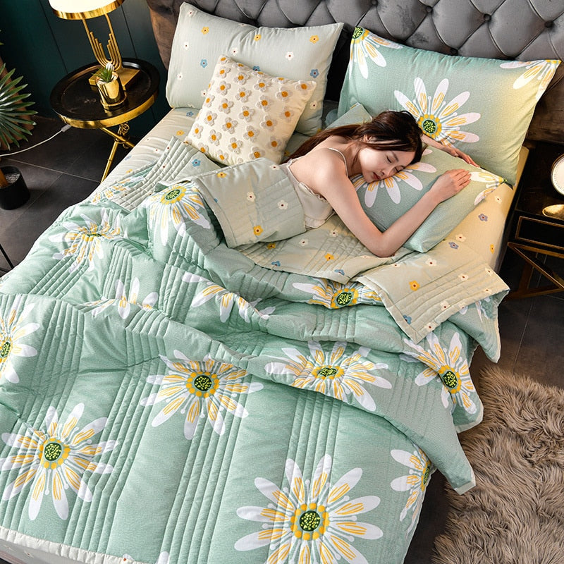 High Quality Summer Quilts Quilting Mechanical Wash Single Double Blanket Bed Quilt Soft Skin Friendly Adults Childs Comforter