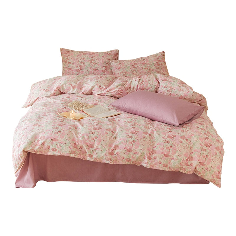 Korean Small Floral Print Quilt Cover Single Piece 100% Cotton Single Double Quilt Cover Student Dormitory Bed Decor