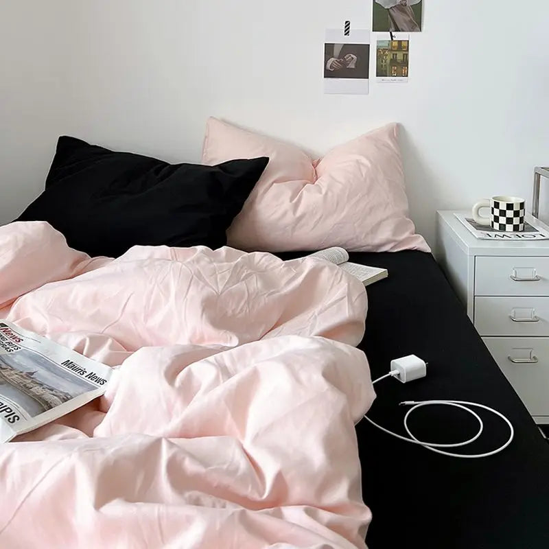 Purple Bedding Set Ins Nordic Solid Full Queen Size Duvet Cover Flat Sheet Pillowcase No Filler Girl Boys Hotel Home Bed Linens