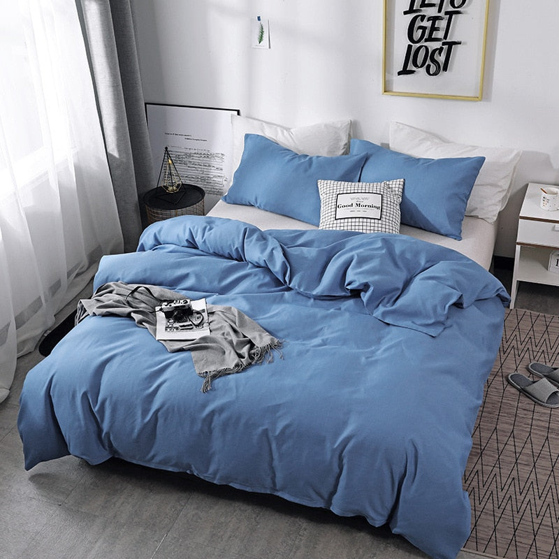 Solid Color Home King Queen Size Bedding Set Mirco Fiber Twin Full Duvet Cover Set Soft Skin Friendly Plain Quality Quilt Covers
