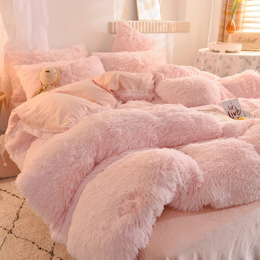 Warm Furry Duvet Cover Queen Soft Comfortable Long Plush Quilt Cover 220x240cm Warmth Blanket Comforers Covers Only Duvet Cover