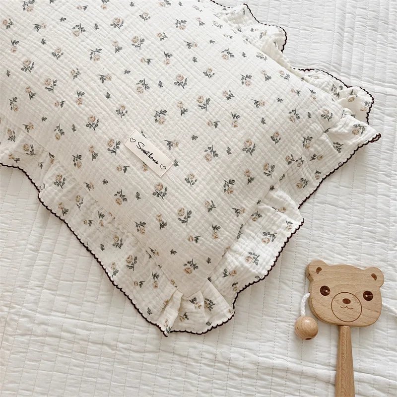 INS Ruffle Edge Gauze 100% Cotton Princess Pillow Case 30X50 48X74cm Breathable Pillowcase Decorative for Home Bedding Bedroom