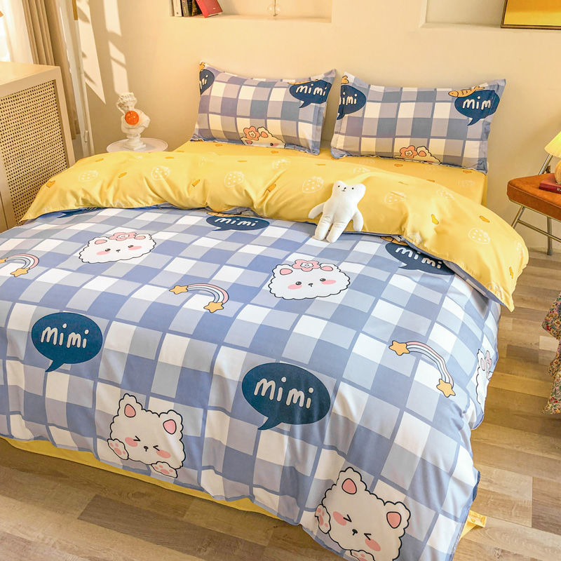 Spring Bedding Set Fashion Cartoon Kids Single Double Queen Size Flat Sheet Duvet Cover Pillowcase Bed Linens Home Textile