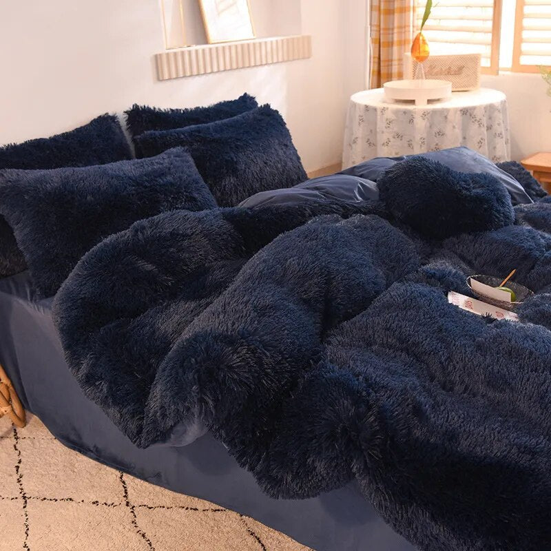 Warm Furry Duvet Cover Queen Soft Comfortable Long Plush Quilt Cover 220x240cm Warmth Blanket Comforers Covers Only Duvet Cover