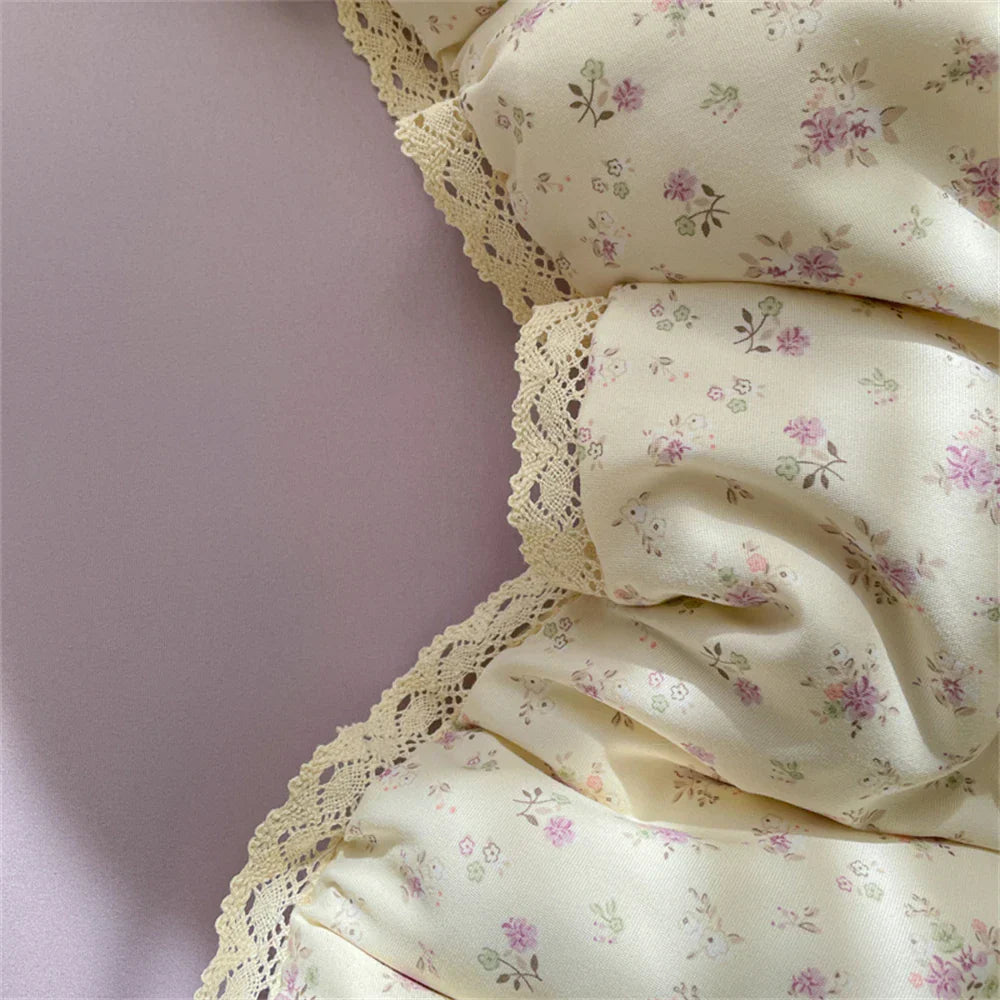 INS Girls Cherry Soft Bedding Set Washed Cotton Bed Sheet Queen King Size Duvet Set Flower Comforter Set Pillowcase Bed Linens