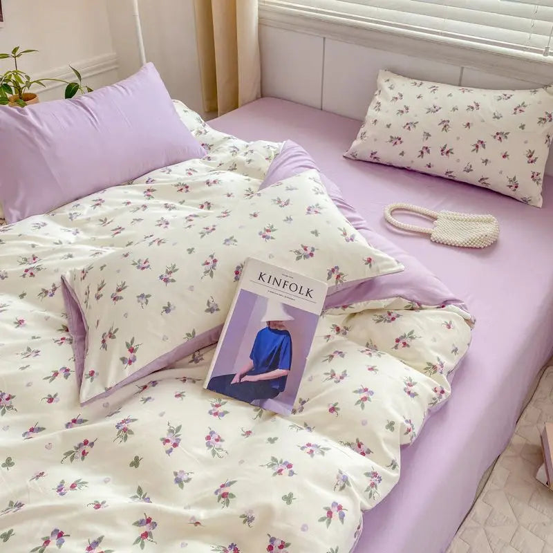 Romantic Tulip Pink Bedding Set Bed Flat Sheet Pillowcase Twin Full Queen Princess Style Bed Linen Kids Girls Floral Duvet Cover