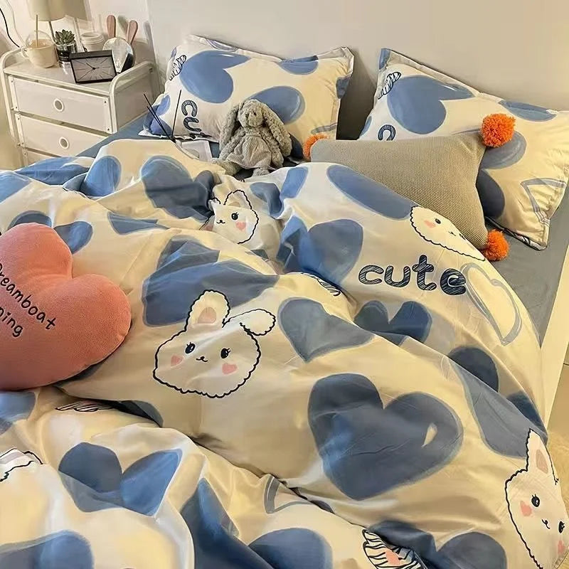 Ins Nordic Butterfly Bedding Set Flat Bed Sheet Duvet Cover Twin Full Queen Nordic Bed Linen Boy Girl Bedding Sets