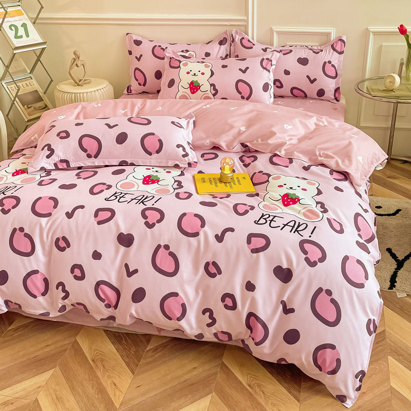 Spring Bedding Set Fashion Cartoon Kids Single Double Queen Size Flat Sheet Duvet Cover Pillowcase Bed Linens Home Textile