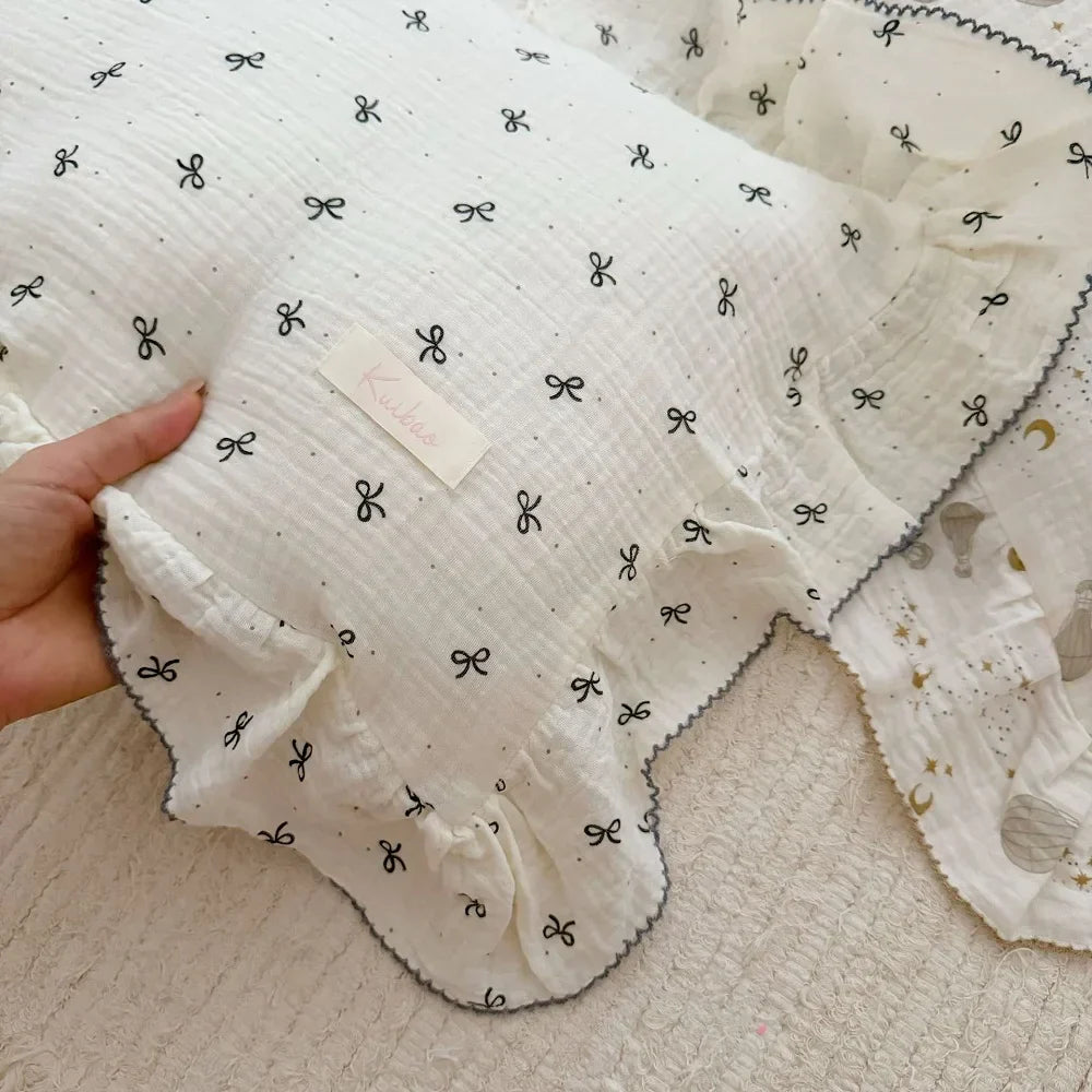 INS Ruffle Edge Gauze 100% Cotton Princess Pillow Case 30X50 48X74cm Breathable Pillowcase Decorative for Home Bedding Bedroom