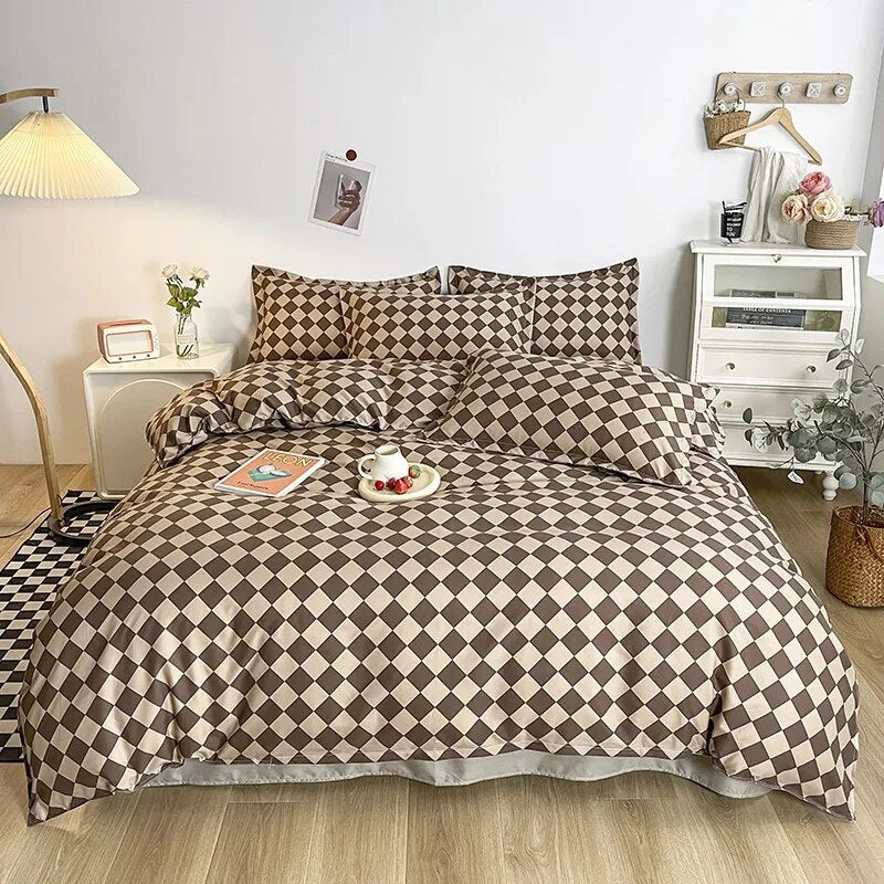 Floral Printed Duvet Cover Set with Sheet Pillowcases Warm Cute Cartoon Bed Linen Full Queen Size Home Gift Bedding Set