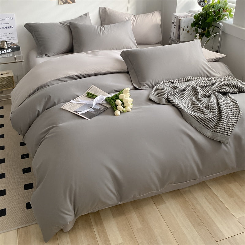 Solid Color Home Textile Quilt 100% Cotton Fashion White Bedding Set Soft Comfort Washed Cotton Duvet Cover Bed Sheet Pillowcase