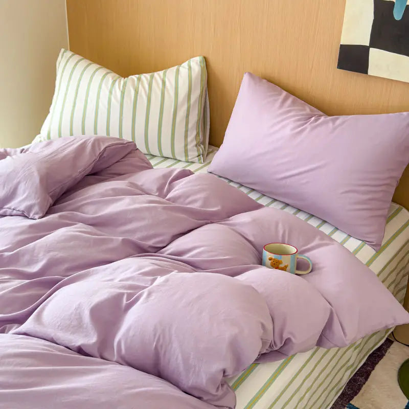 Ins Simple Blue Dot Bedding Sets 2025 New Girls Bed Sheet Set Four Piece With Pillowcases Dormitory Quilt Set No Filling
