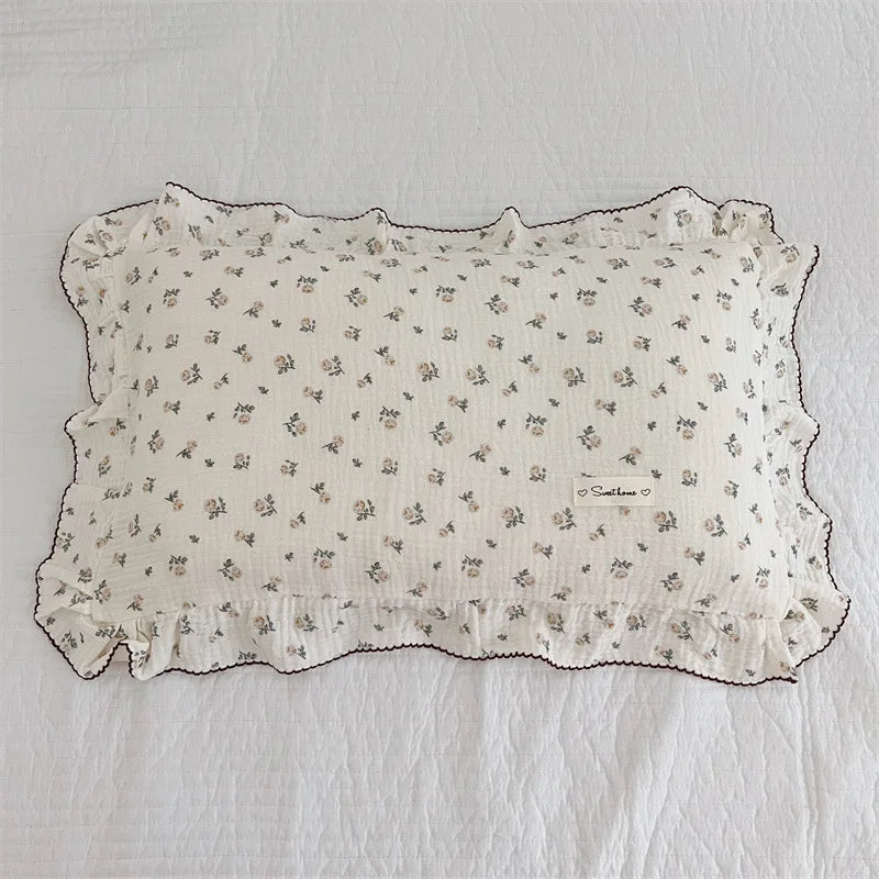 INS Ruffle Edge Gauze 100% Cotton Princess Pillow Case 30X50 48X74cm Breathable Pillowcase Decorative for Home Bedding Bedroom