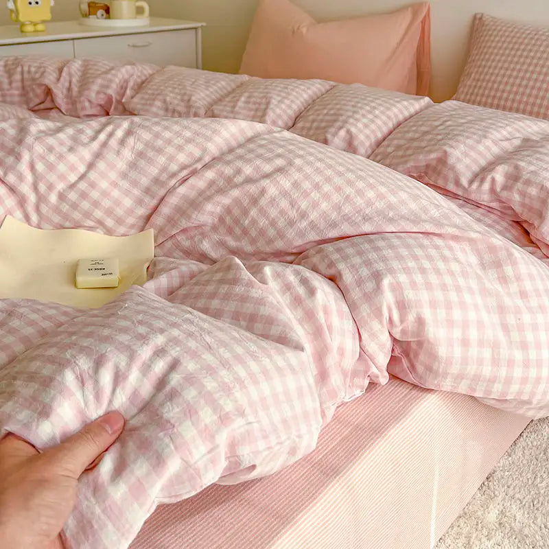 Purple Bedding Set Ins Nordic Solid Full Queen Size Duvet Cover Flat Sheet Pillowcase No Filler Girl Boys Hotel Home Bed Linens