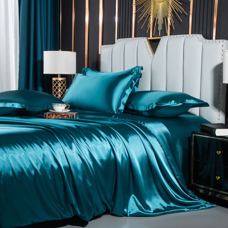 Nordic Mulberry Silk Bedding Set with Duvet Cover Bed Sheet Pillowcase Luxury Couple Single Double Summer 1/2 People Bedsheet