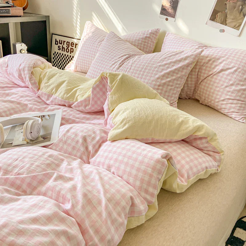 Skin-friendly Quilt Cover Plaid Style Duvet Covers Double Side Bed Cover постельное белье Home Comforter Covers(No Pillowcase)