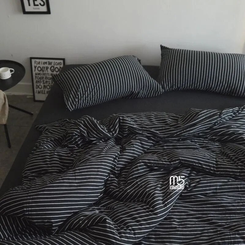 Euro Nordic Blue Solid Home Bedding Set Simple Soft Duvet Cover Set With Sheet Comforter Covers Pillowcases Bed Linen