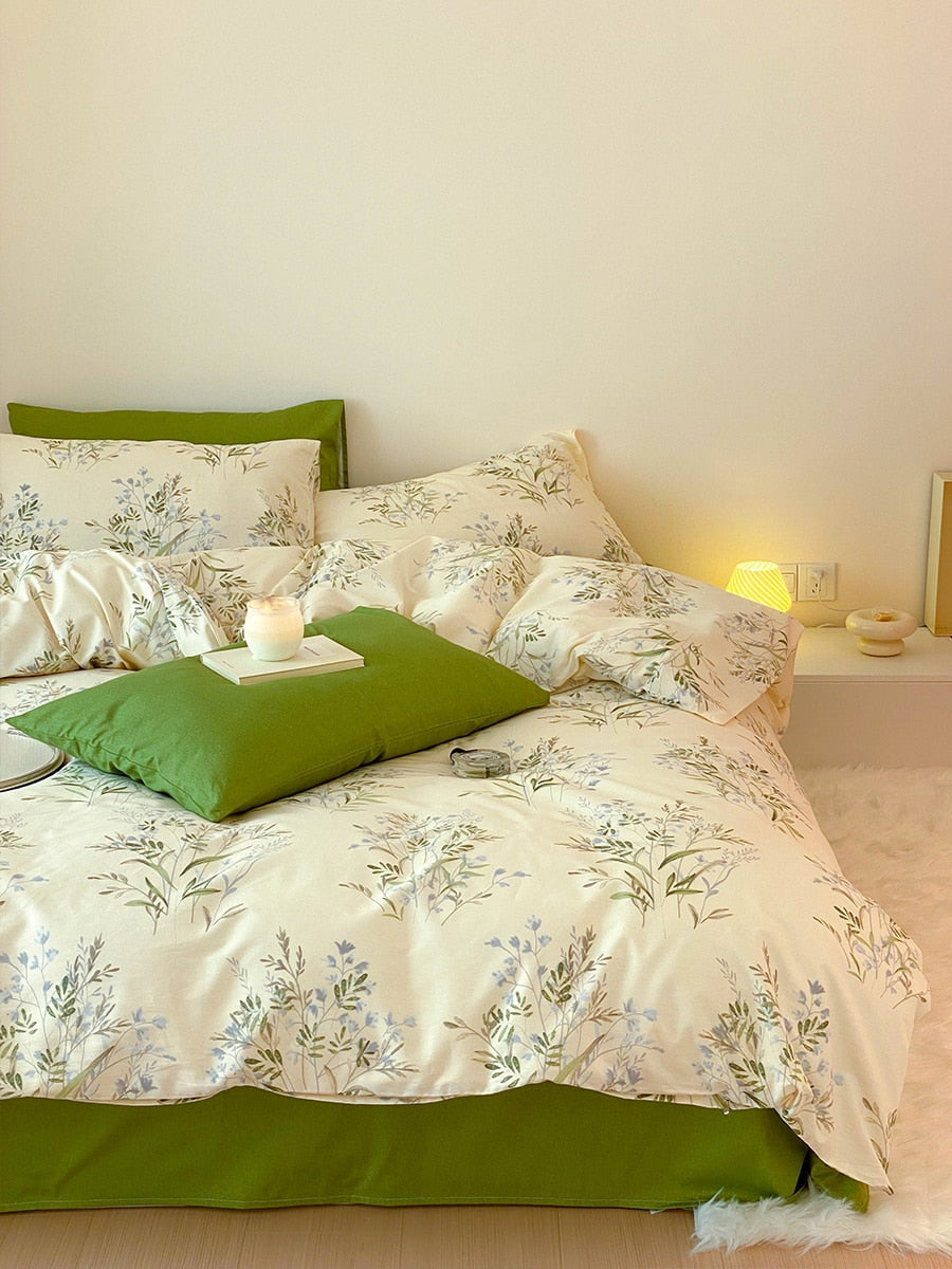 Korean Small Floral Print Quilt Cover Single Piece 100% Cotton Single Double Quilt Cover Student Dormitory Bed Decor