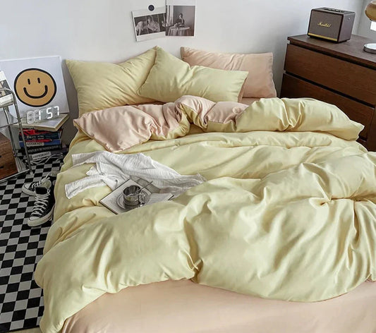 Gray Duvet Cover Set with 2pcs Pillowcase Soft Washed Cotton Comforter Quilt Cover Pillow Case Double Queen King Size
