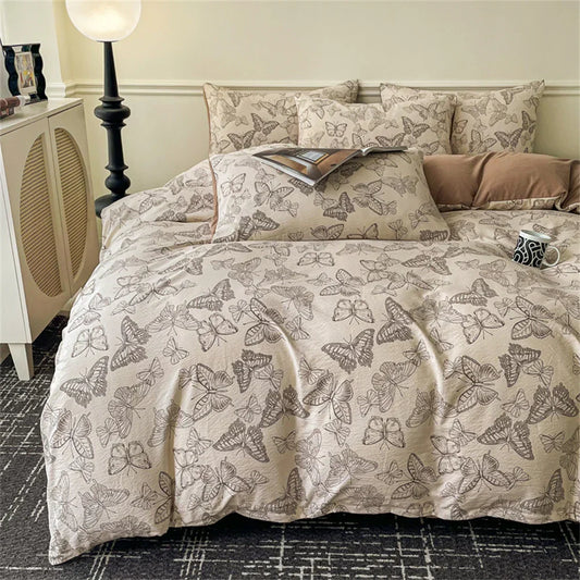 Jacquard Bedding Set Light Luxury Duvet Cover Pillowcase and Bedsheet Bed Linen Set Comforter Queen Bedroom Decor Home Textiles