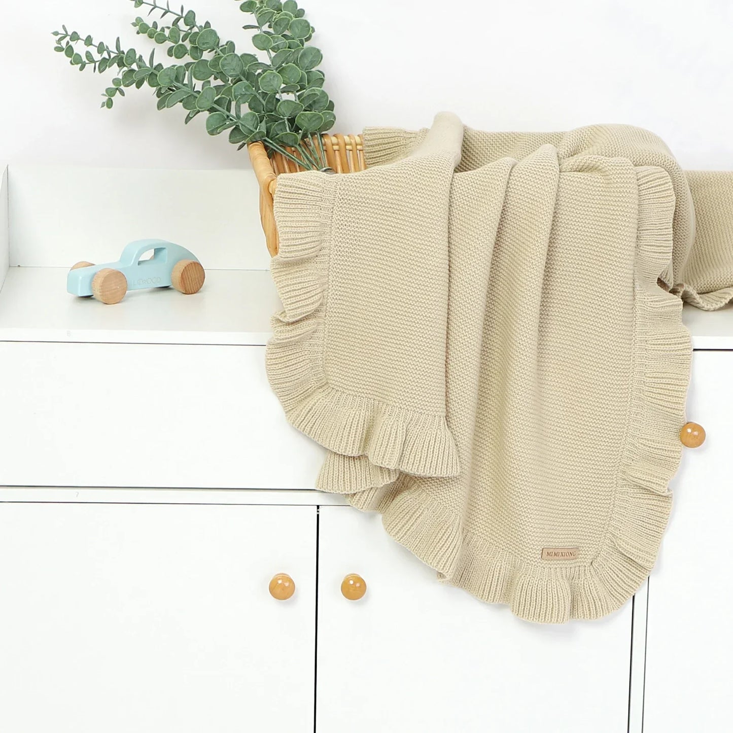 Knitted Baby Swaddle Blanket for New Born Babies Accessories Ruffle Stroller Blanket Bedding items Infant Nap Bed Cover