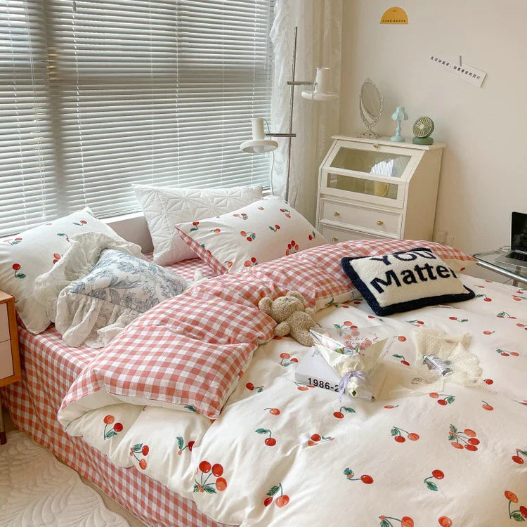 Ins Style Bedding Set No Filler Boys Girls Duvet Cover Pillowcase Flat Sheet Full Queen Size Home Decor Bed Linens