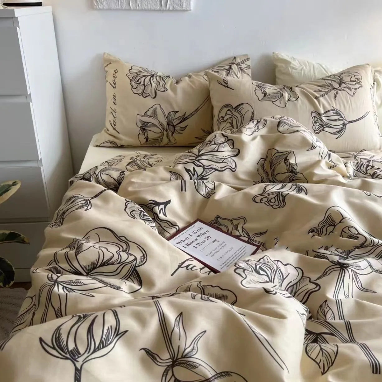 Fashion Duvet Cover Set Korean Ins Style New Flat Sheet Pillowcase No Filler Kids Adult Bedding Kit Twin Queen Bed Linen
