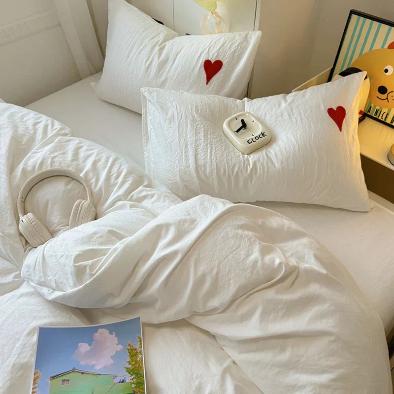washed Cotton Bedding Set with Pillowcase bed sheet Single Full Size Bed Linen Duvet Cover Set Queen/King Double Comforter Cover