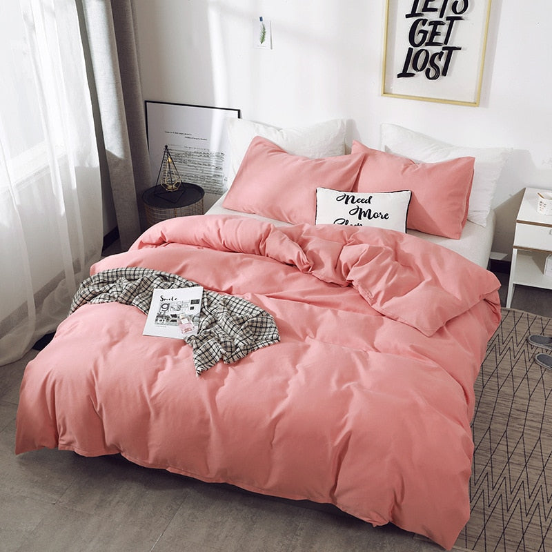Solid Color Home King Queen Size Bedding Set Mirco Fiber Twin Full Duvet Cover Set Soft Skin Friendly Plain Quality Quilt Covers